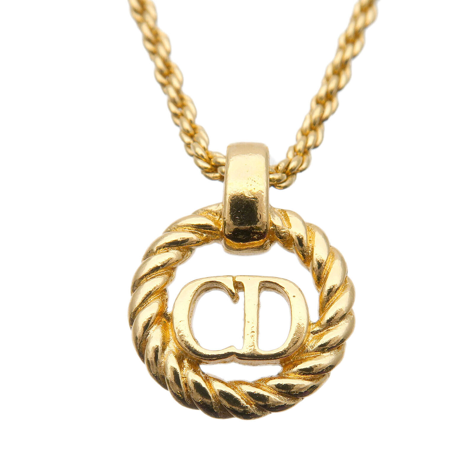 Authentic Christian Dior CD Logo Necklace Penadant