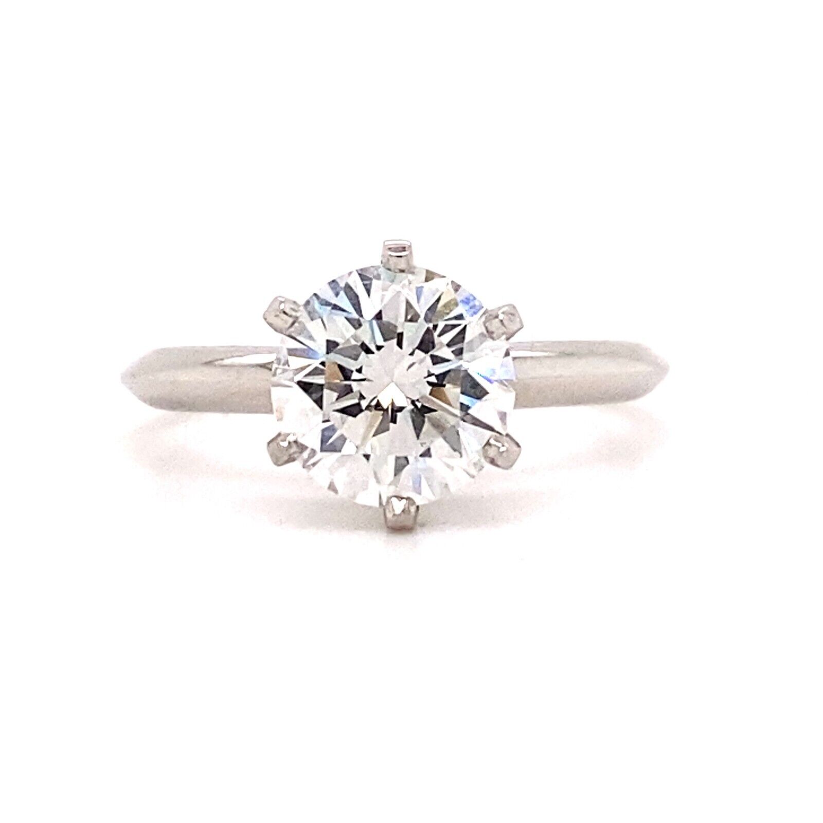 Tiffany  Co Tiffany Setting Round Diamond 2.08 cts F VVS2  Engagement Ring PLAT