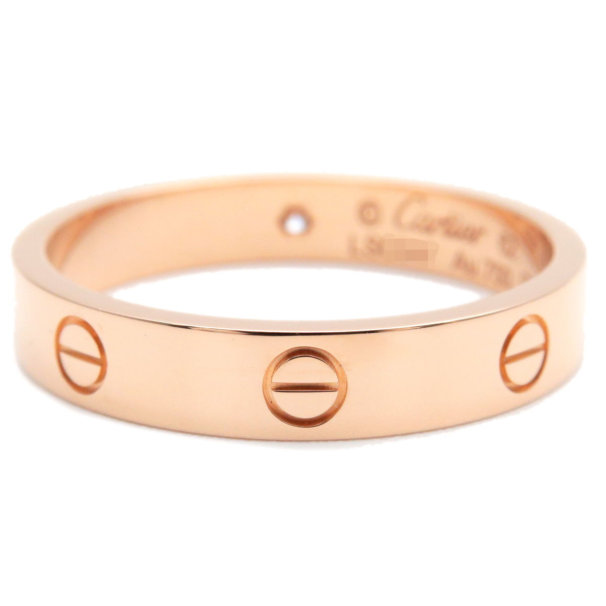 Auth  Cartier Mini Love Ring 1P Diamond K18 750 Rose Gold #62 US10 EU62 Used F/S