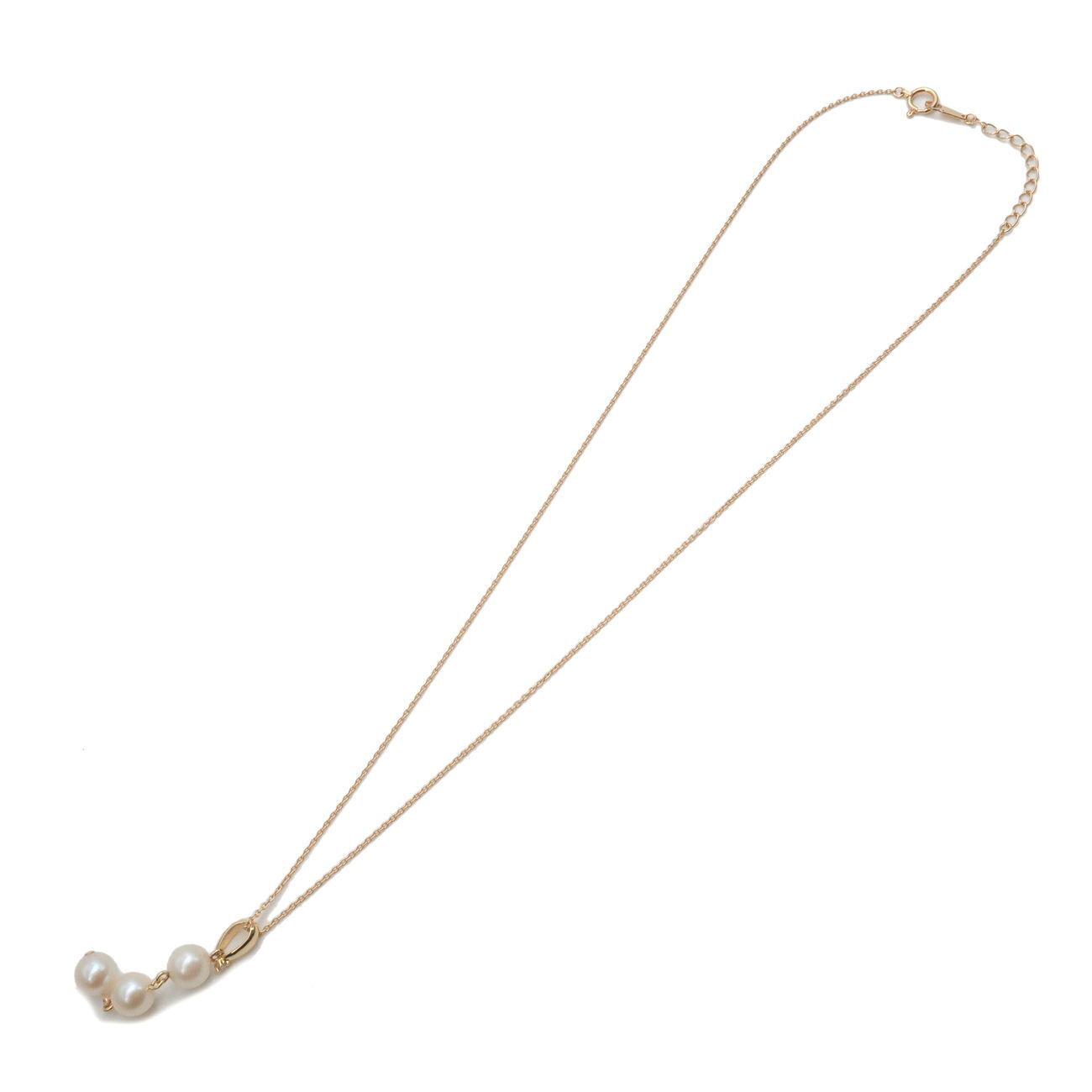 Auth TASAKI 3P Pearl Diamond Necklace 0.01ct K18YG 750YG Yellow Gold Used F/S