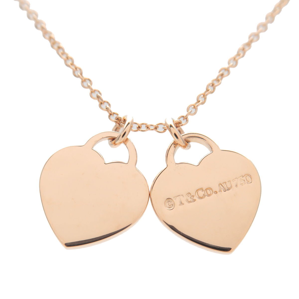 Auth  Tiffany&Co. Return to Tiffany Double Heart Tag Necklace