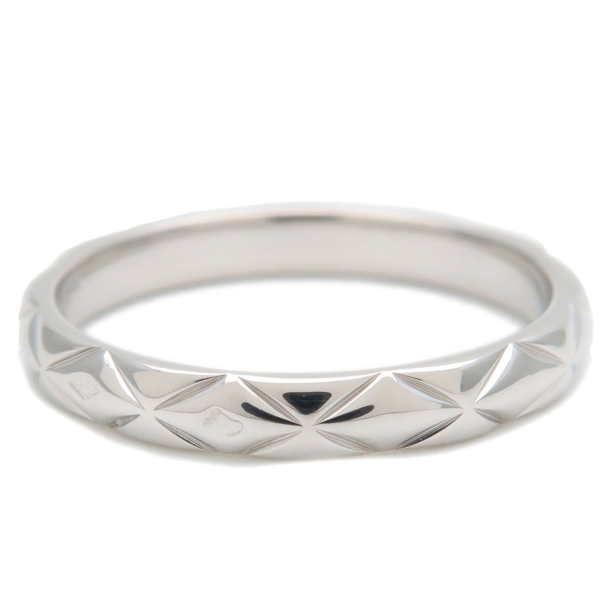 Auth CHANEL Matelasse Ring 3P Diamond Small 950 Platinum