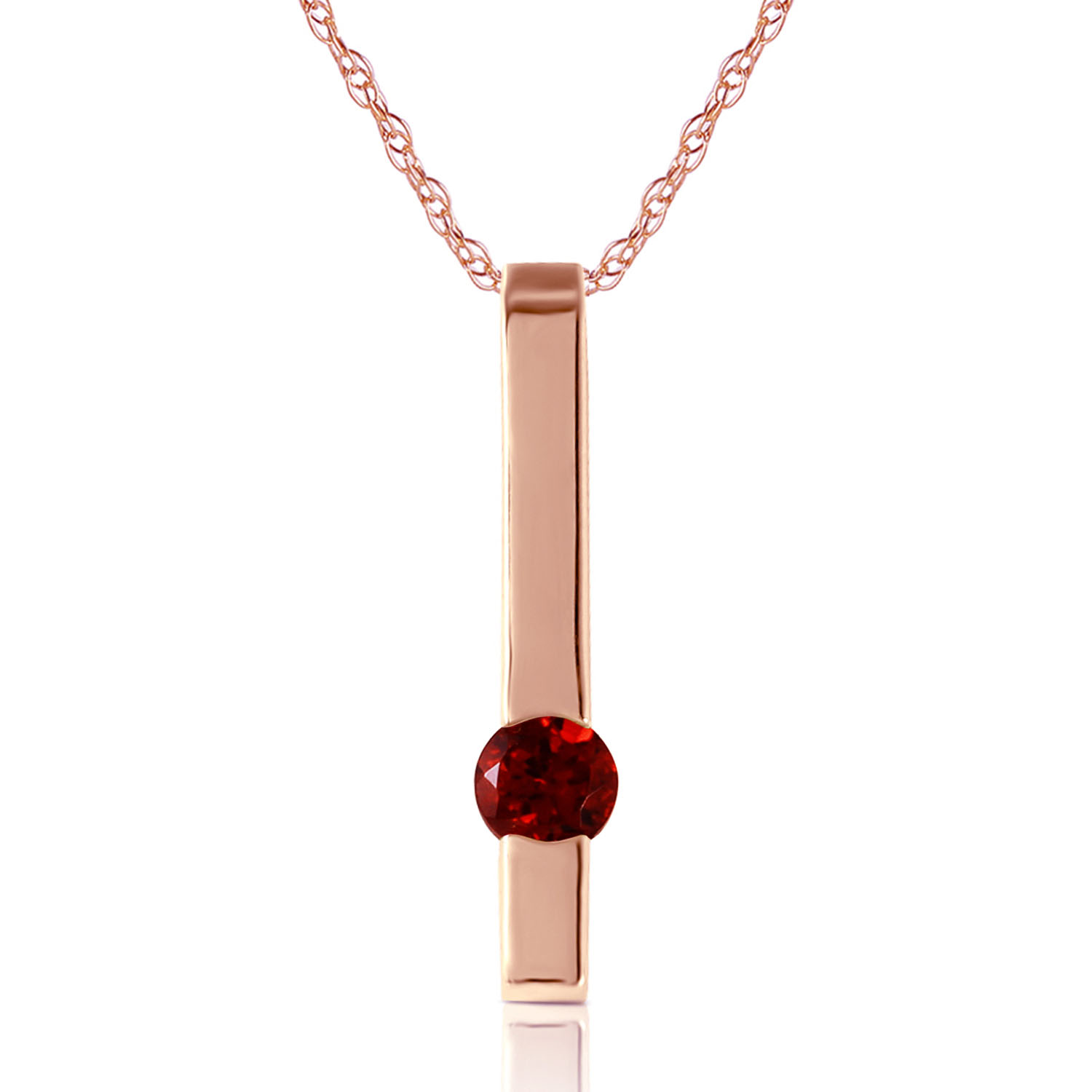 0.25 CTW 14K Solid Rose Gold Bar Garnet Necklace