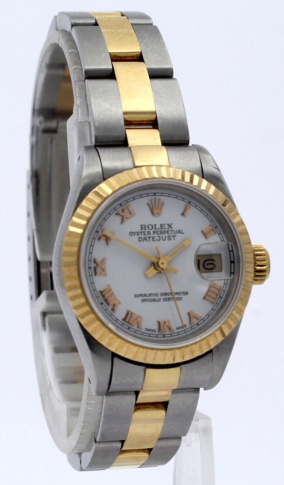 ROLEX Oyster Perpetual Datejust 26mm White Roman Dial Ladies Watch