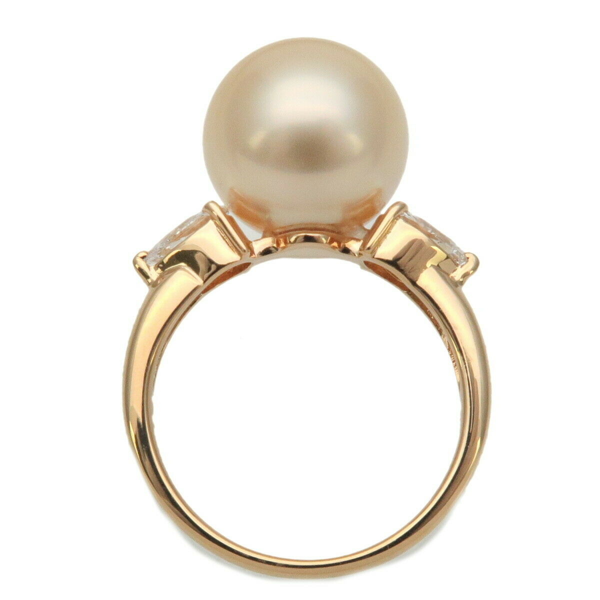 Authentic TASAKI Golden Pearl Diamond Ring 0.43ct K18 750YG US5 EU49 Used F/S