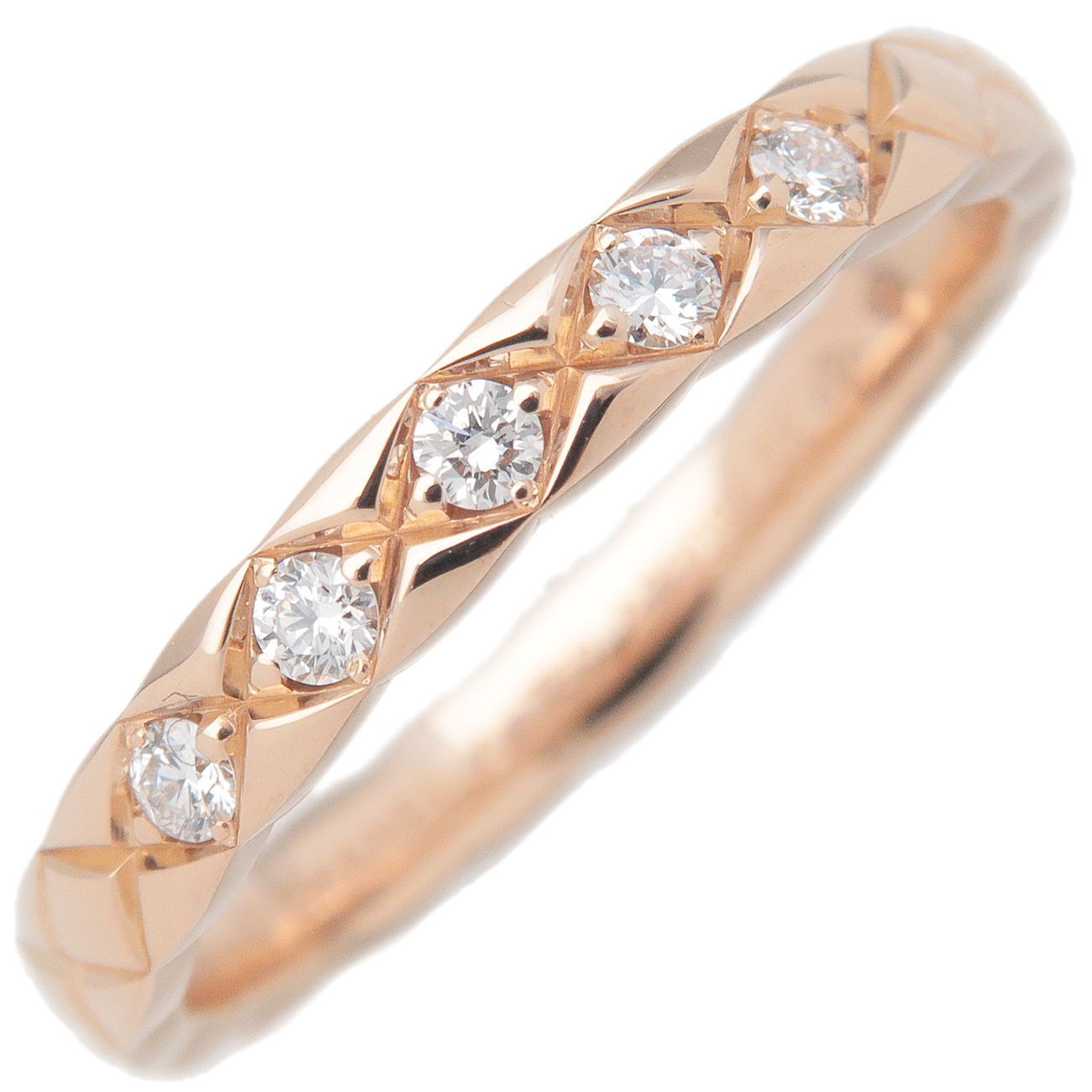 Authentic CHANEL COCO Crush 5P Diamond Ring K18 750PG #53 US6.5 EU53 Used F/S
