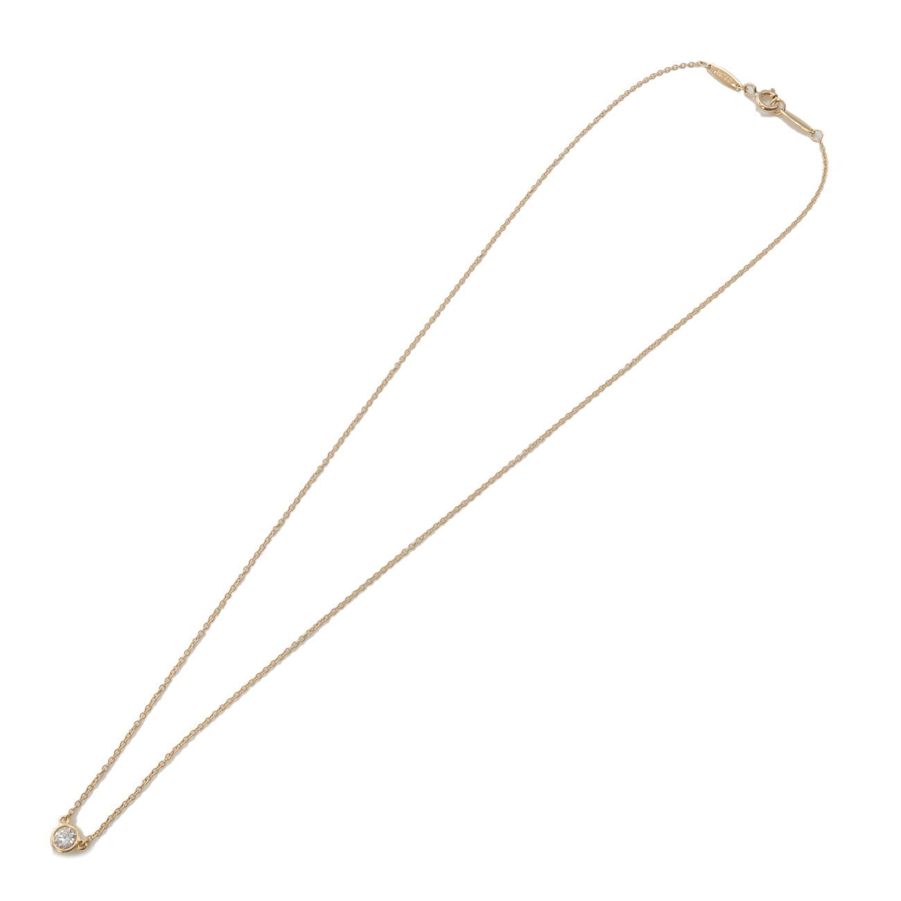 Auth TiffanyCo. By the Yard 1P Diamond Necklace 0.17ct Yellow Gold Used F/S