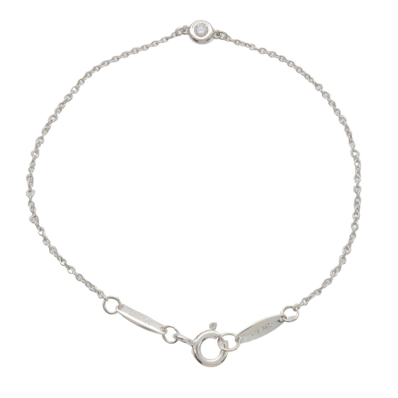 Auth TiffanyCo. By The Yard 1P Diamond Bracelet 0.05ct SV925 Silver Used F/S