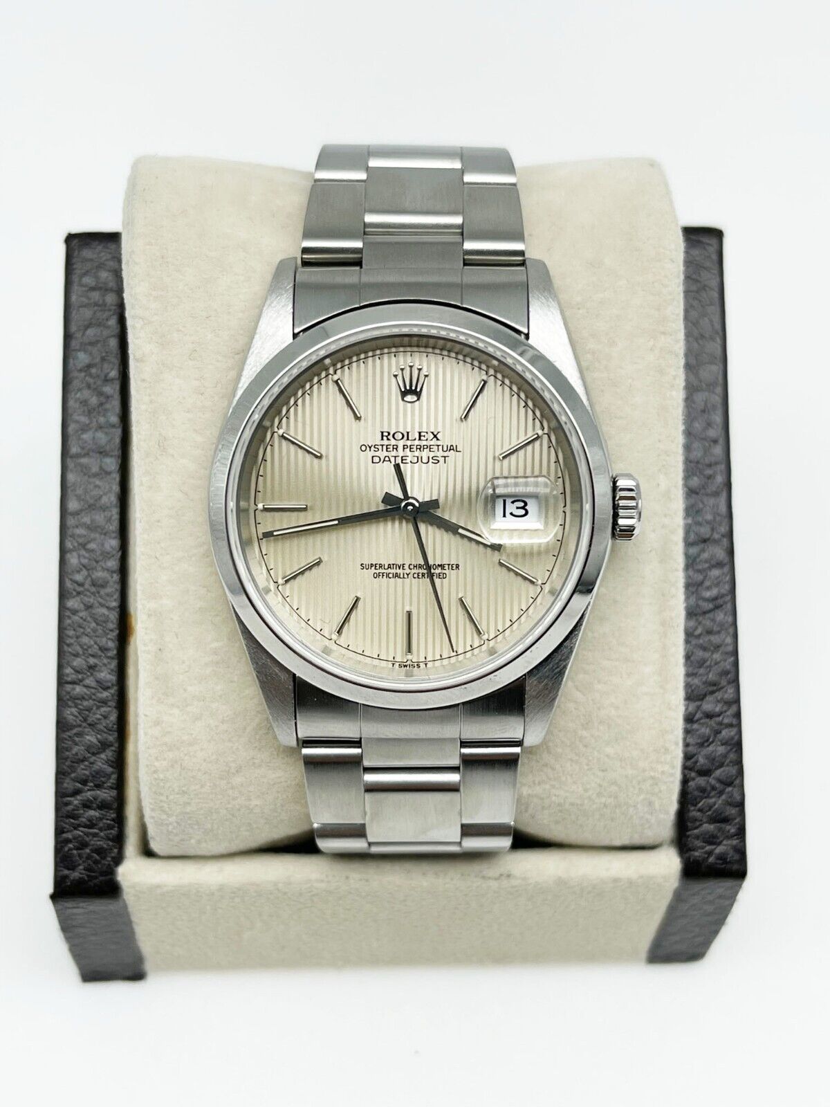 Rolex Datejust 16200 Silver Tapestry Dial Stainless Steel