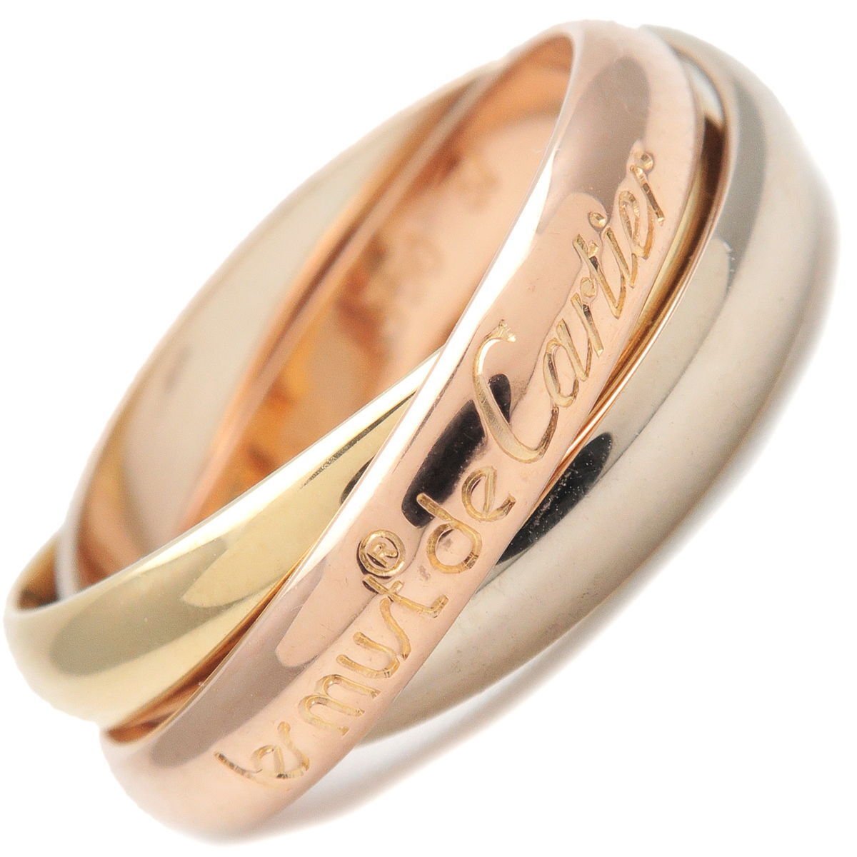 Authentic Cartier Trinity Ring MM K18 750 YG/WG/PG #54 US7 HK15 EU54 Used F/S
