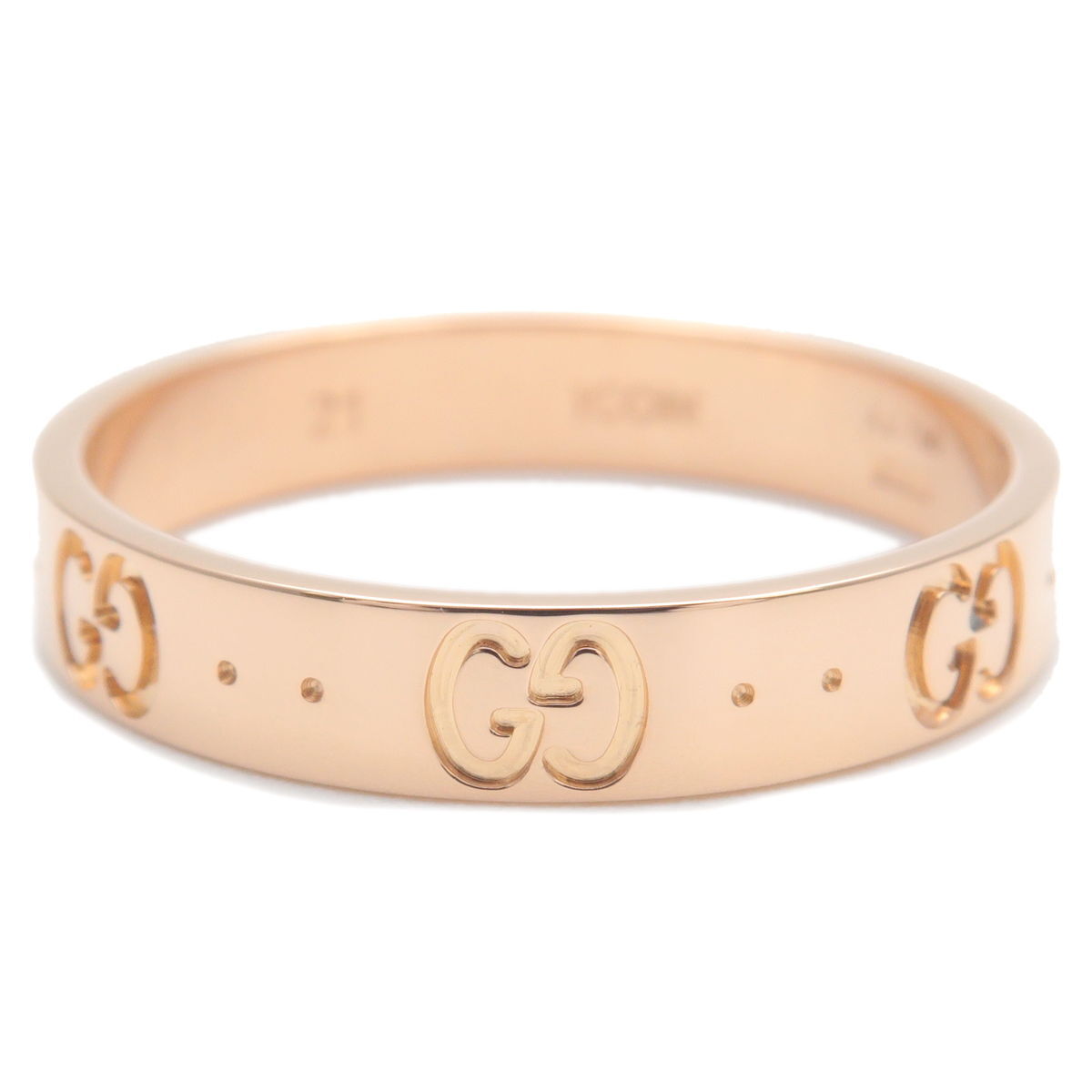 Authentic GUCCI ICON Ring K18 PG 750 Rose Gold #21 US9.5 HK21 EU61 Used F/S