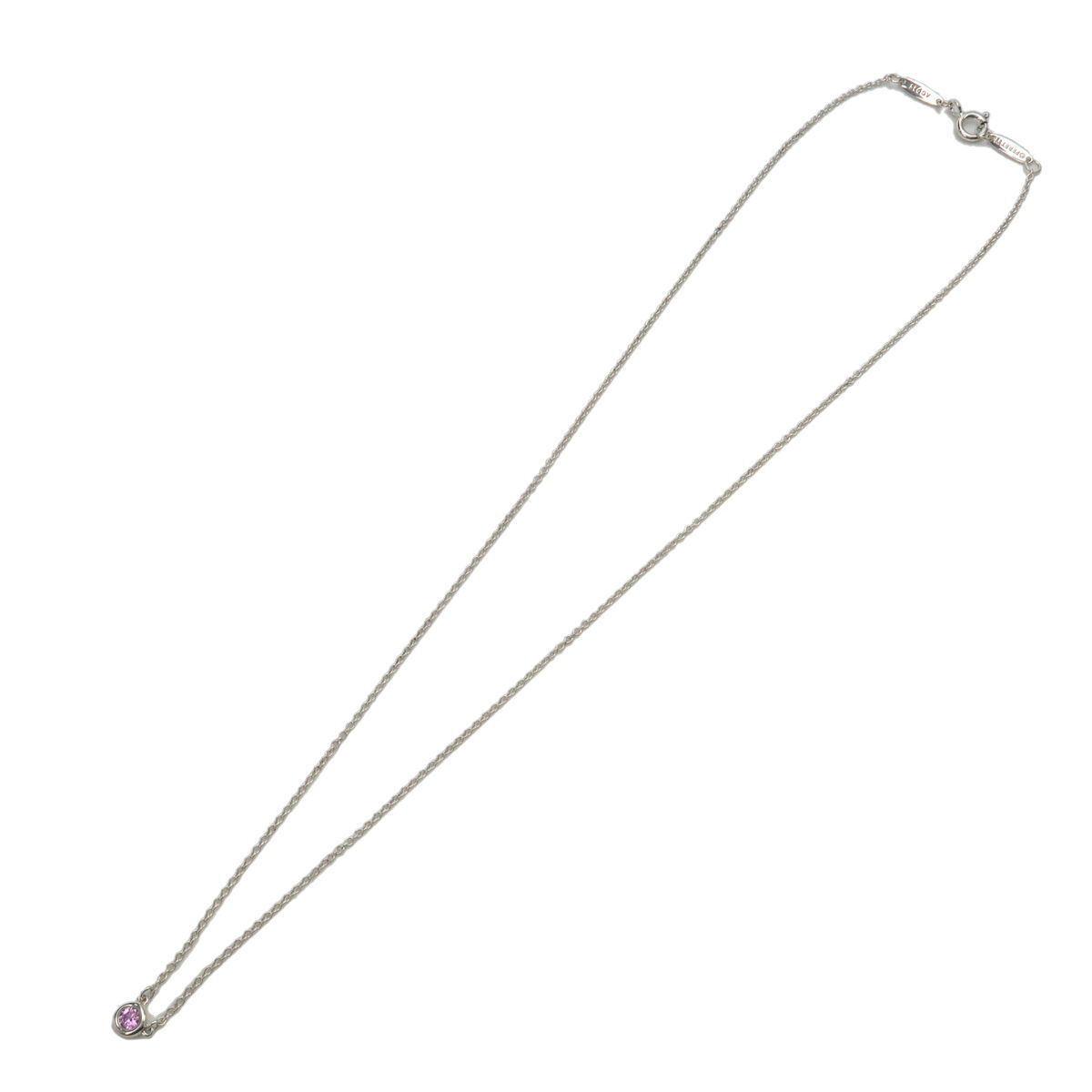 Auth TiffanyCo. By The Yard 1P Pink Sapphire Necklace 0.08ct SV925 Used F/S