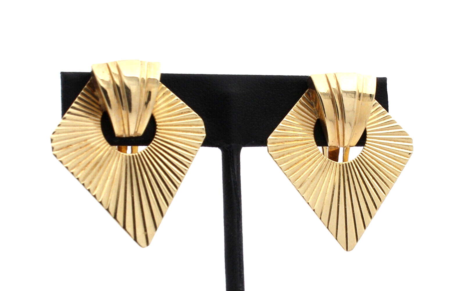 Fine Estate 14k Yellow Gold Shield Earrings 17.4 Grams