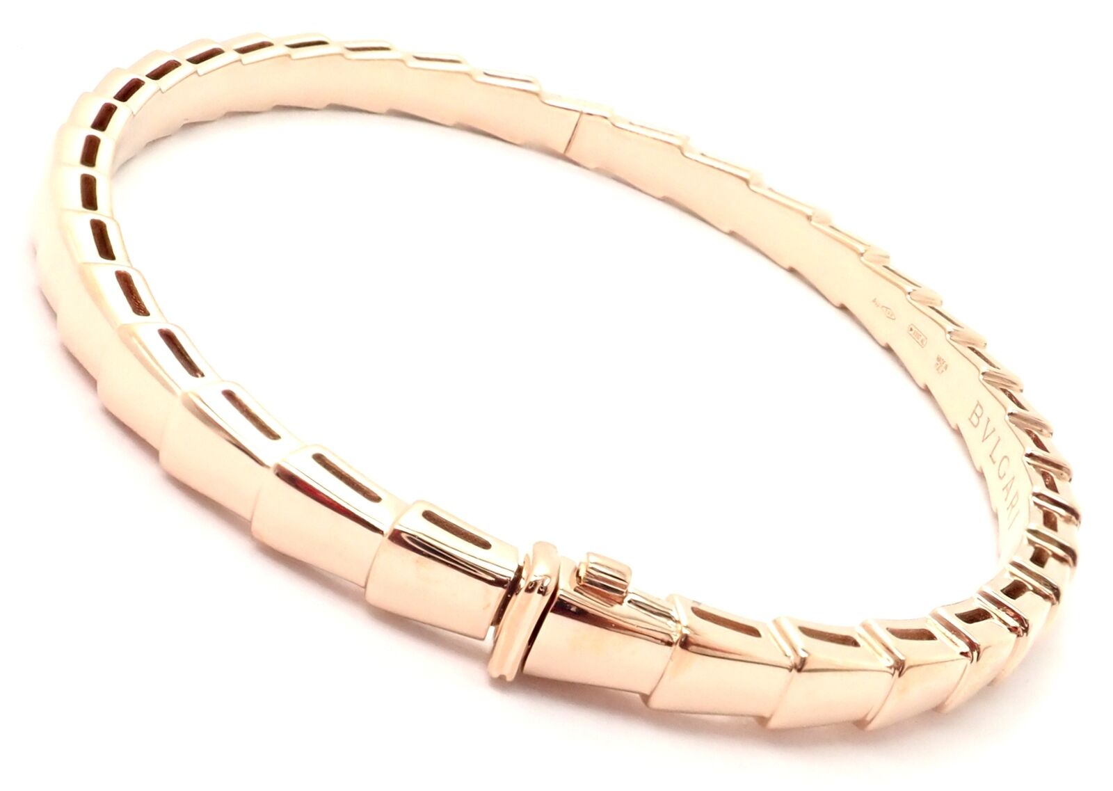 Authentic! Bulgari Bvlgari Serpenti Viper 18k Rose Gold Bangle Bracelet