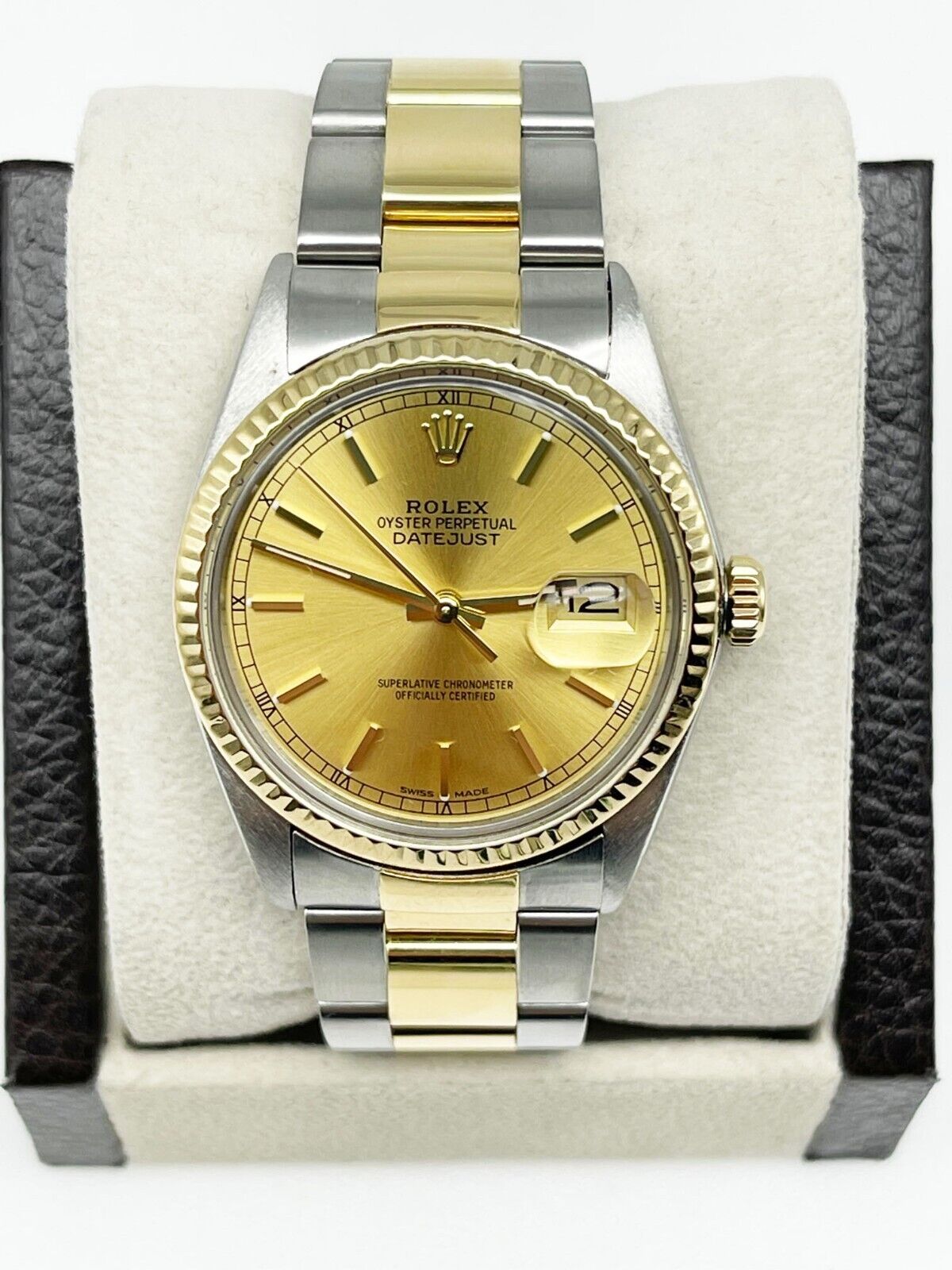 Rolex Datejust  Champagne 18K Yellow Gold Steel