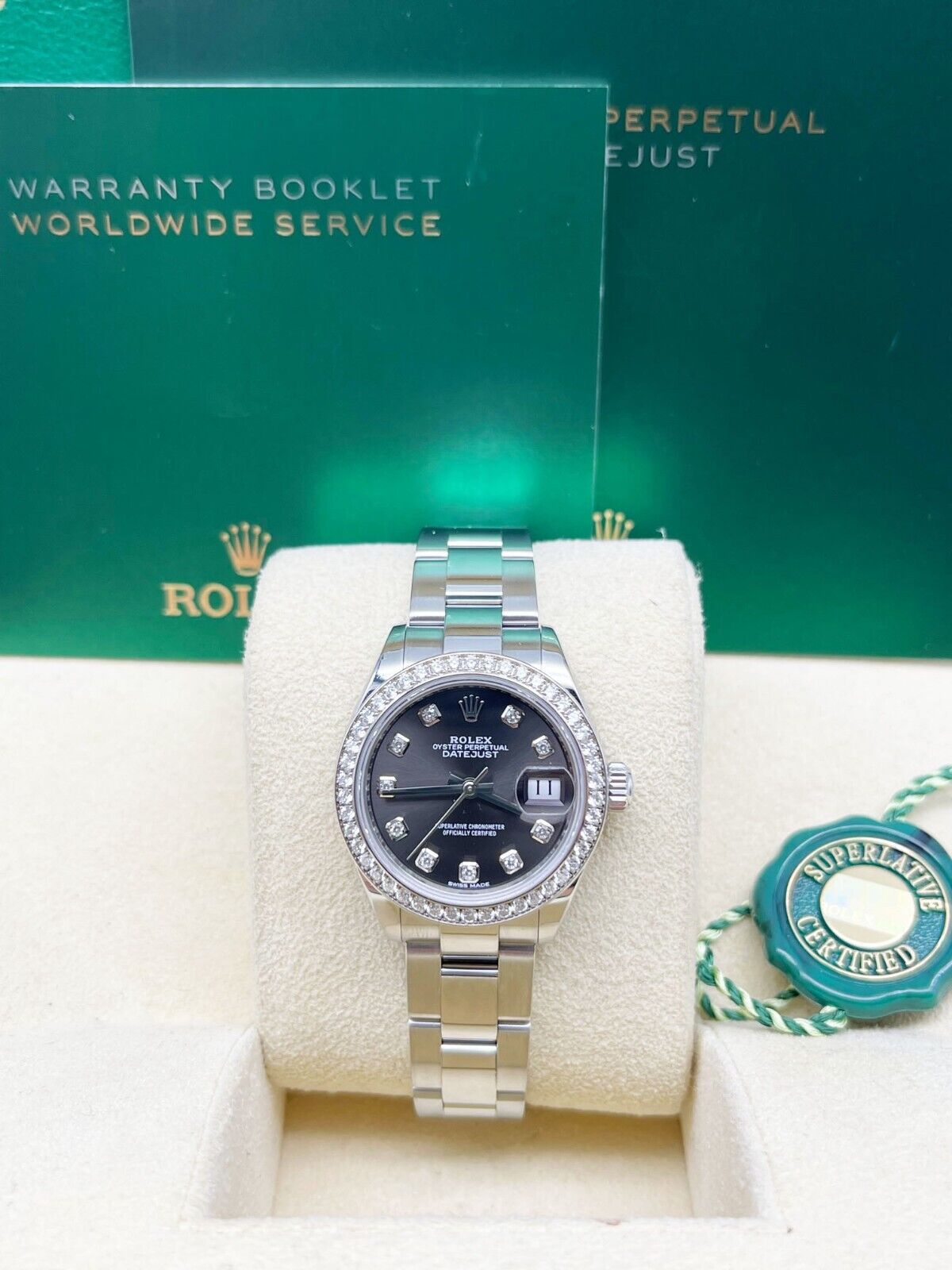 Rolex 2020 Ladies Datejust 279384 Grey Diamond Dial Bezel Steel