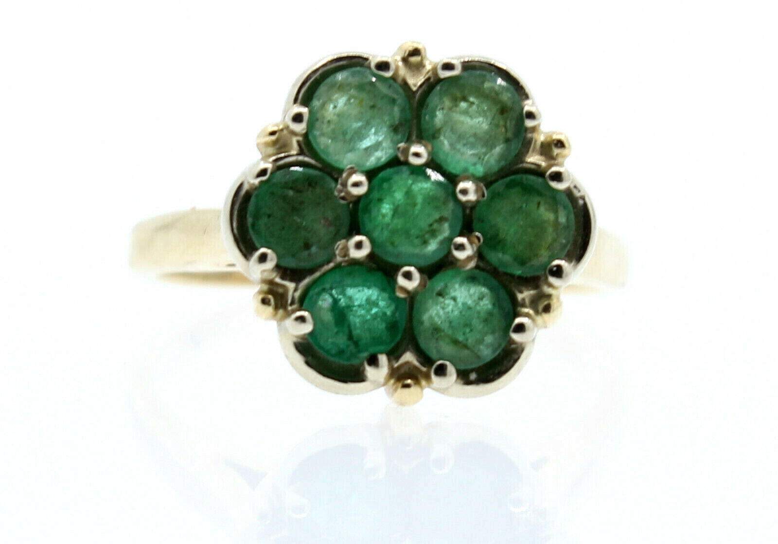 14K YELLOW GOLD LADIES EMERALD RING SIZE 8