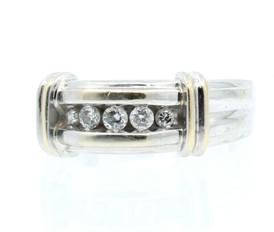 14K WHITE GOLD .35ct DIAMOND BAND MENS RING SIZE 9 1/2