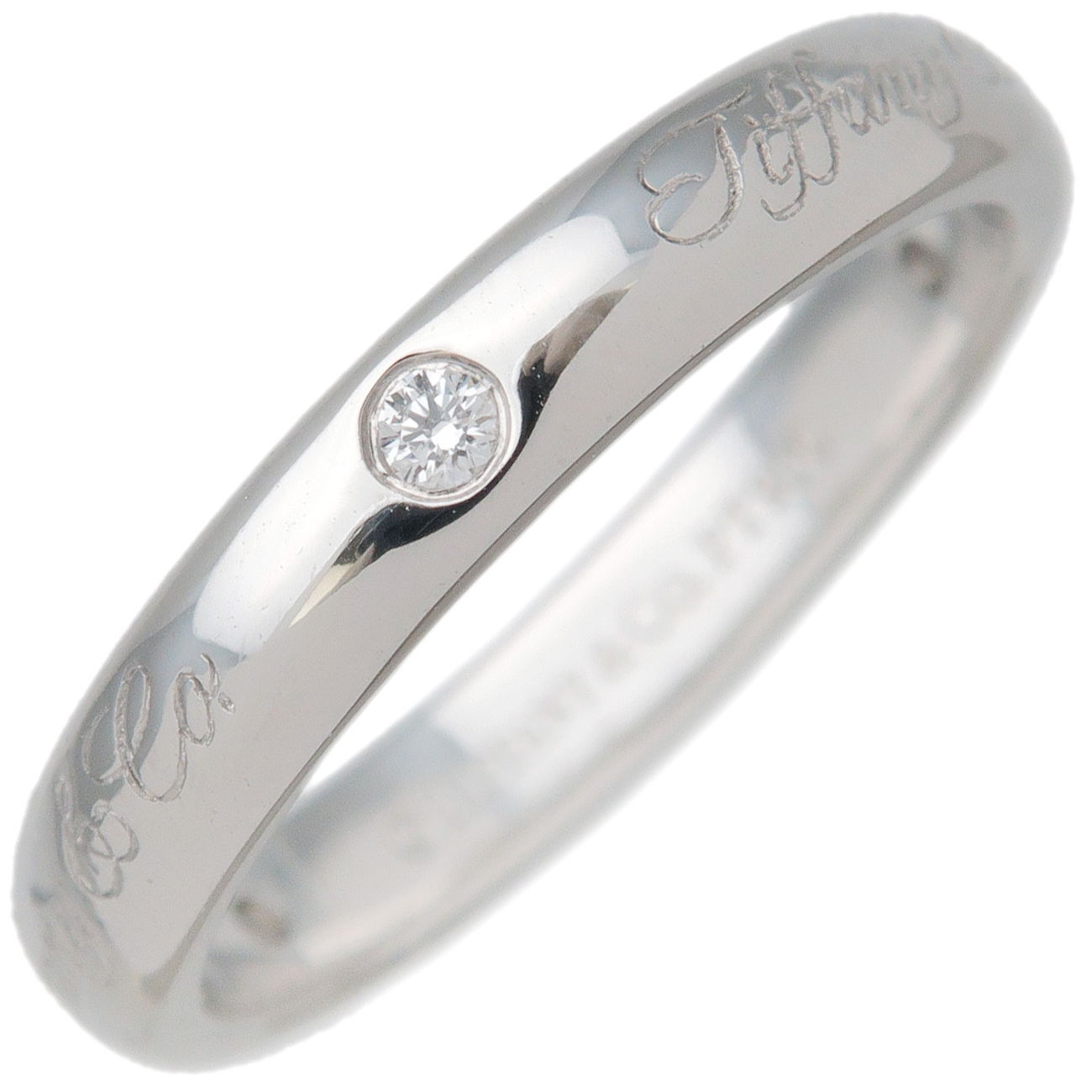Auth Tiffany  Co. Notes Lucida 3P Diamond Ring PT950 Platinum