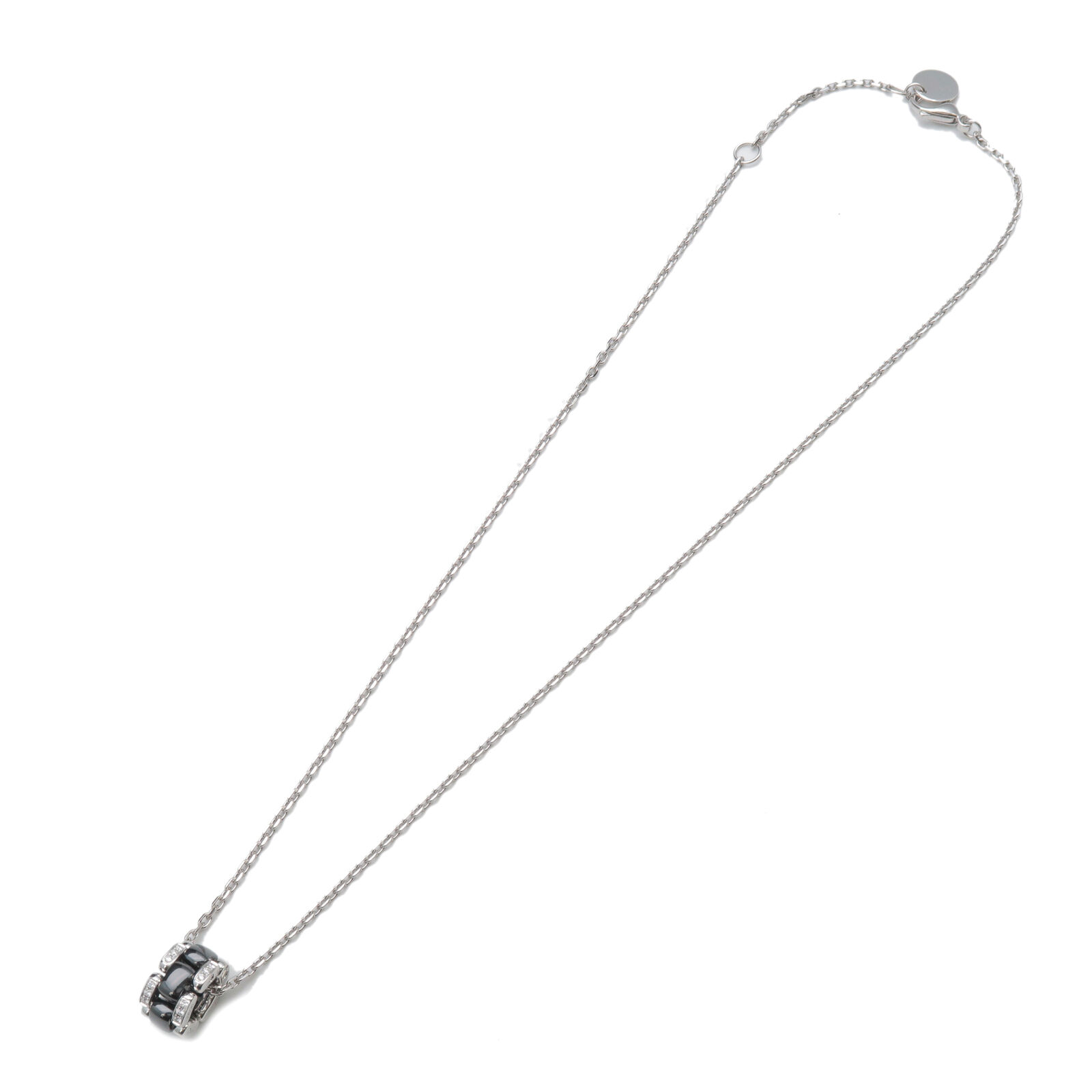 Authentic CHANEL Ultra collects 
ion Diamond Necklace K18 750WG Ceramic Used F/S