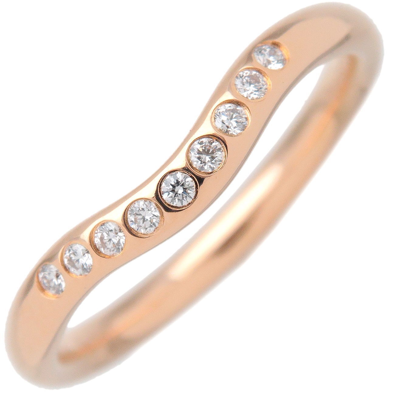 Tiffany  Co. Curved Band Ring  Diamond K18  Rose Gold