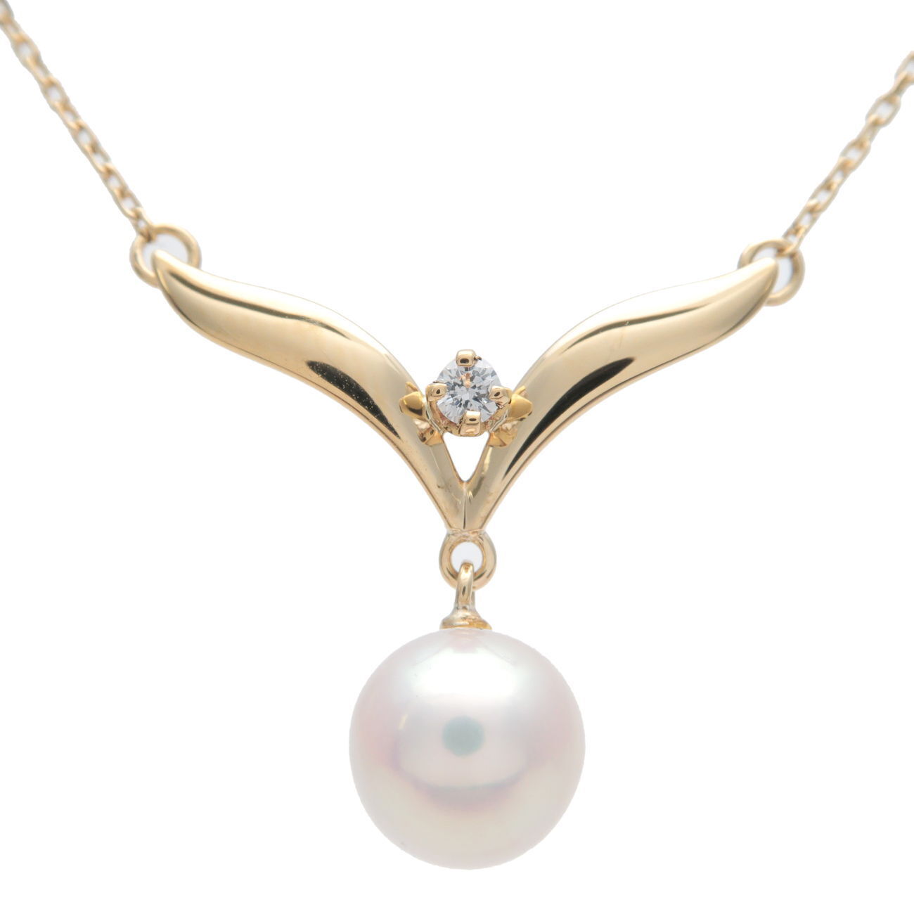 MIKIMOTO Pearl  Diamond Necklace Yellow Gold