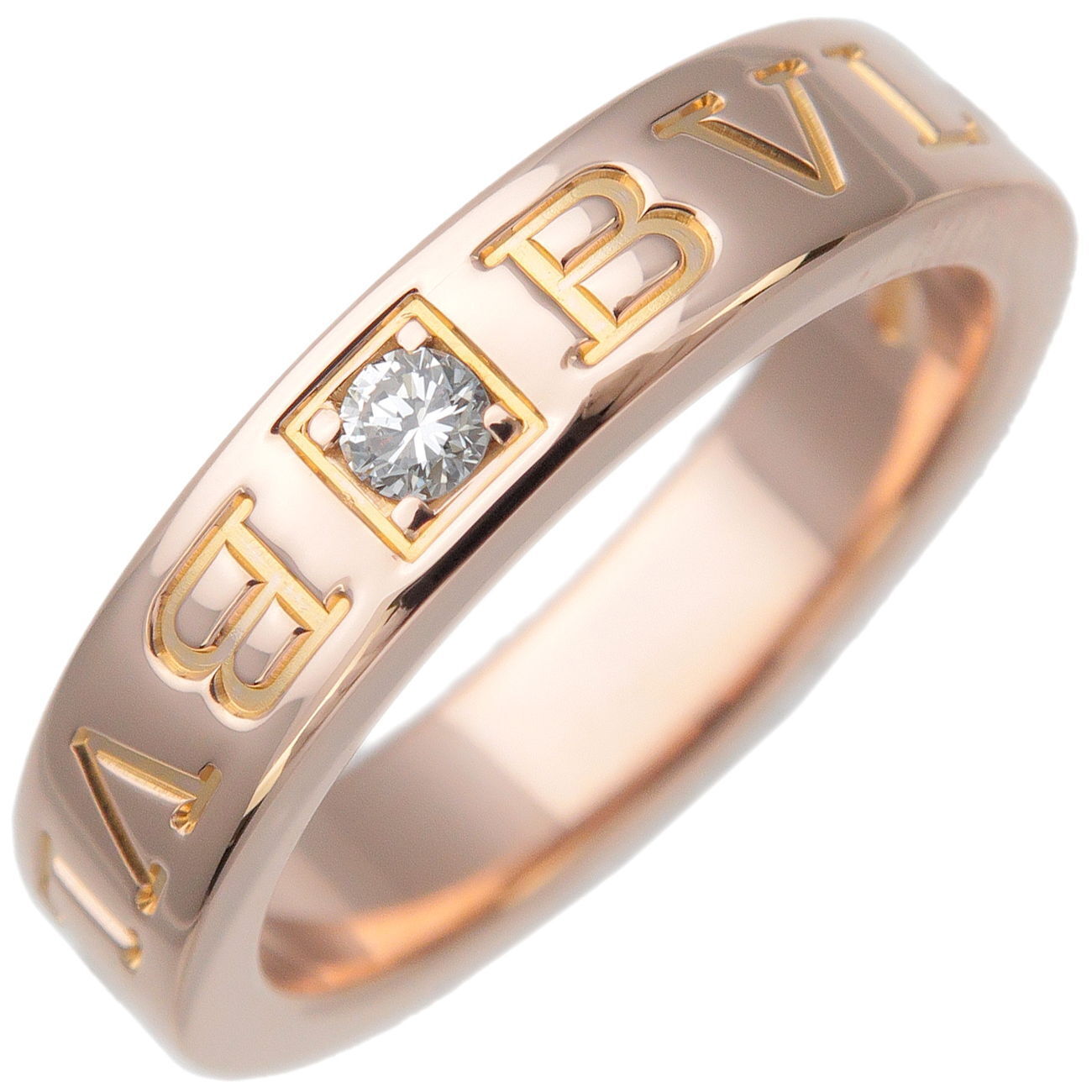 BVLGARI Double Logo Ring  Diamond Rose Gold