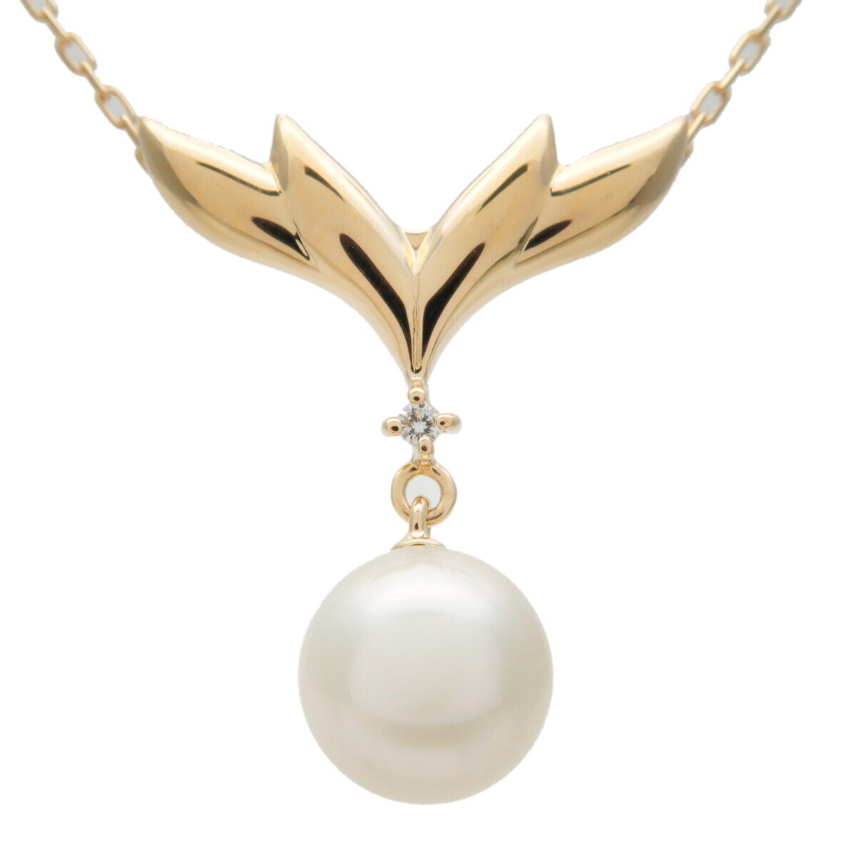 MIKIMOTO Pearl Diamond Necklace Yellow Gold