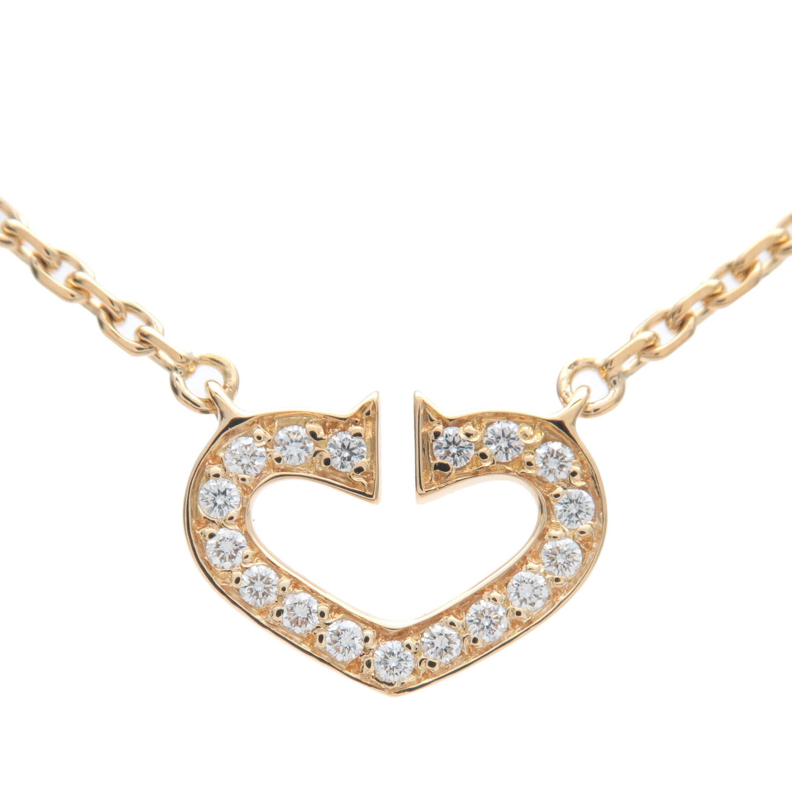 Cartier C Heart Diamond Necklace   Yellow Gold