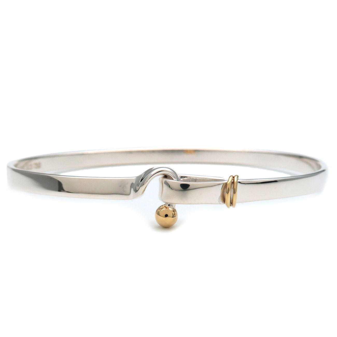 Tiffany  Co. Hook  Eye Bangle  Silver Yellow Gold