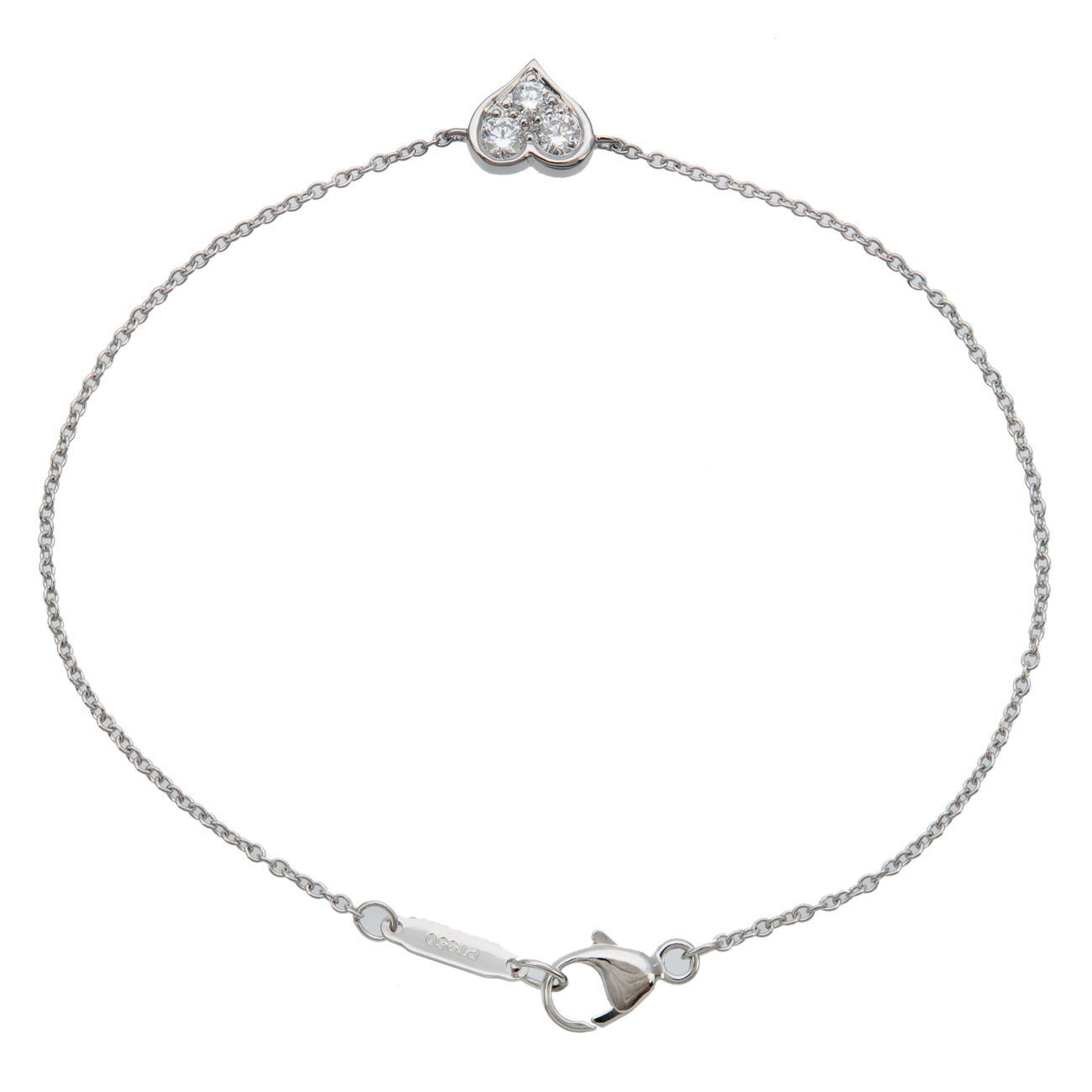 Tiffany  Co. Sentimental Heart 3P Diamond Bracelet   Platinum