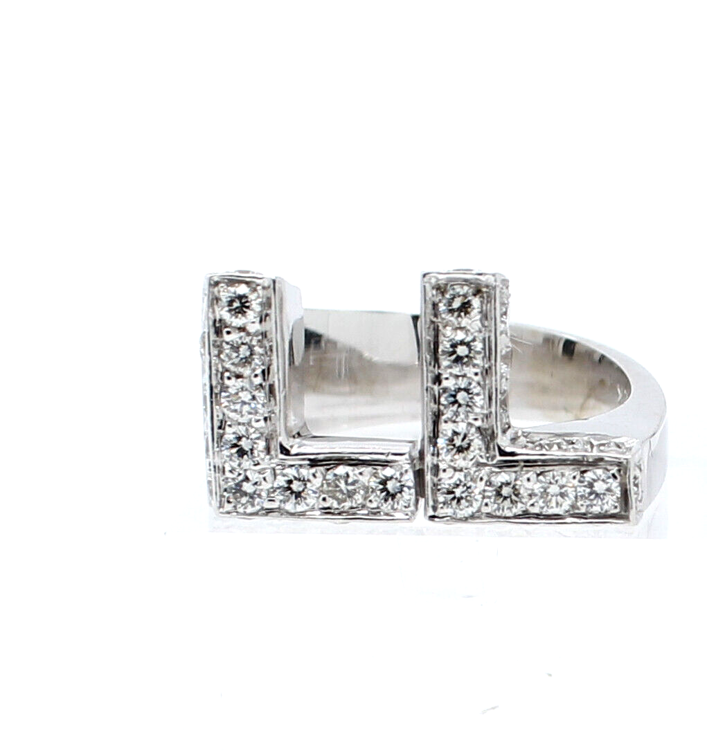 Estate 14k White Gold  Initials Round Diamonds Size