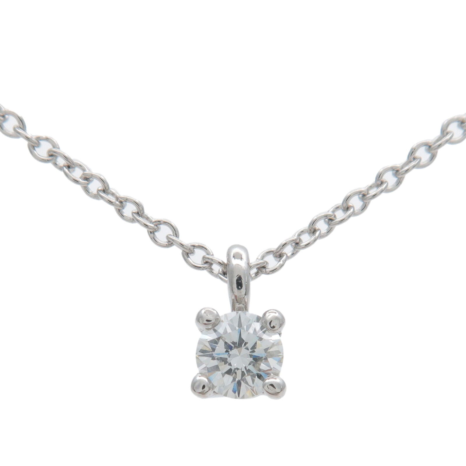 Tiffany  Co. Solitaire Diamond Necklace Platinum