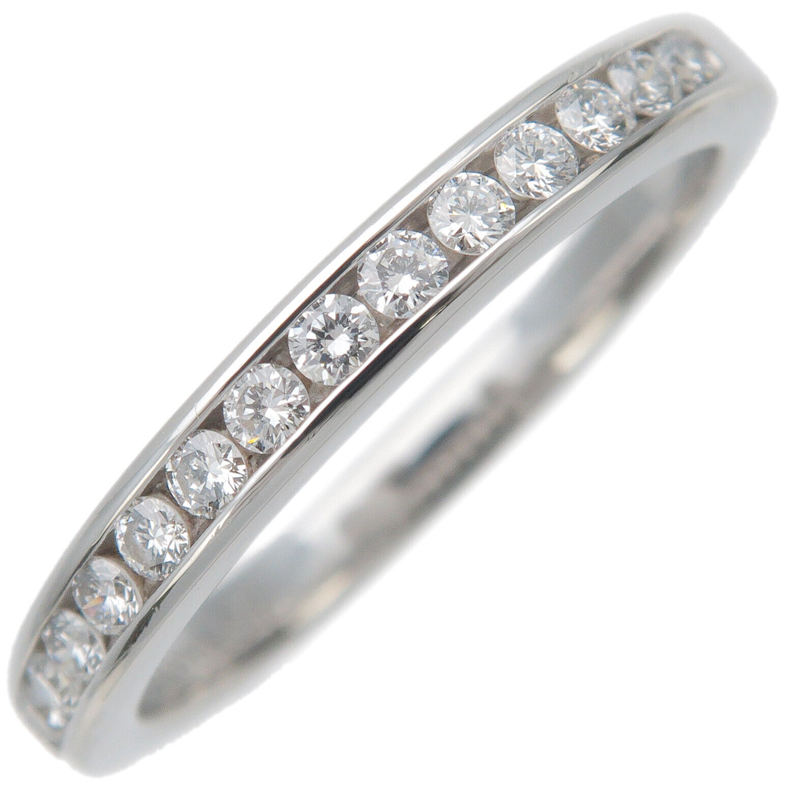 Auth TiffanyCo. Half Circle Channel Setting Diamond Ring