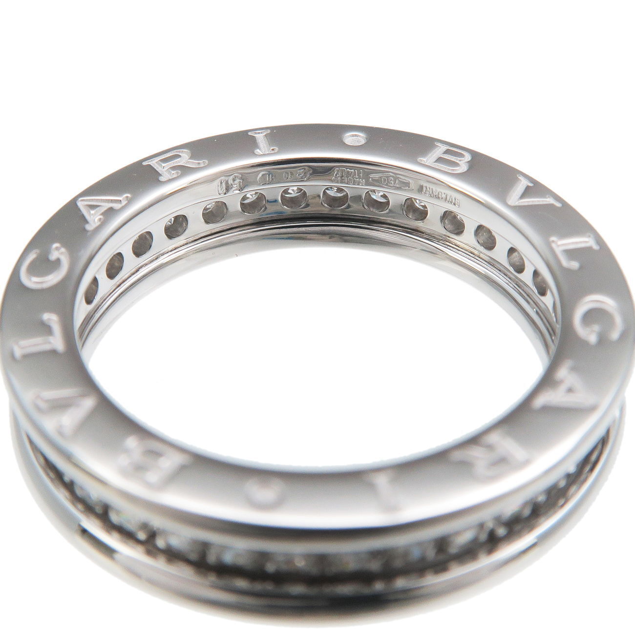 Auth BVLGARI B-zero1 Ring XS 1 Band Full Diamond