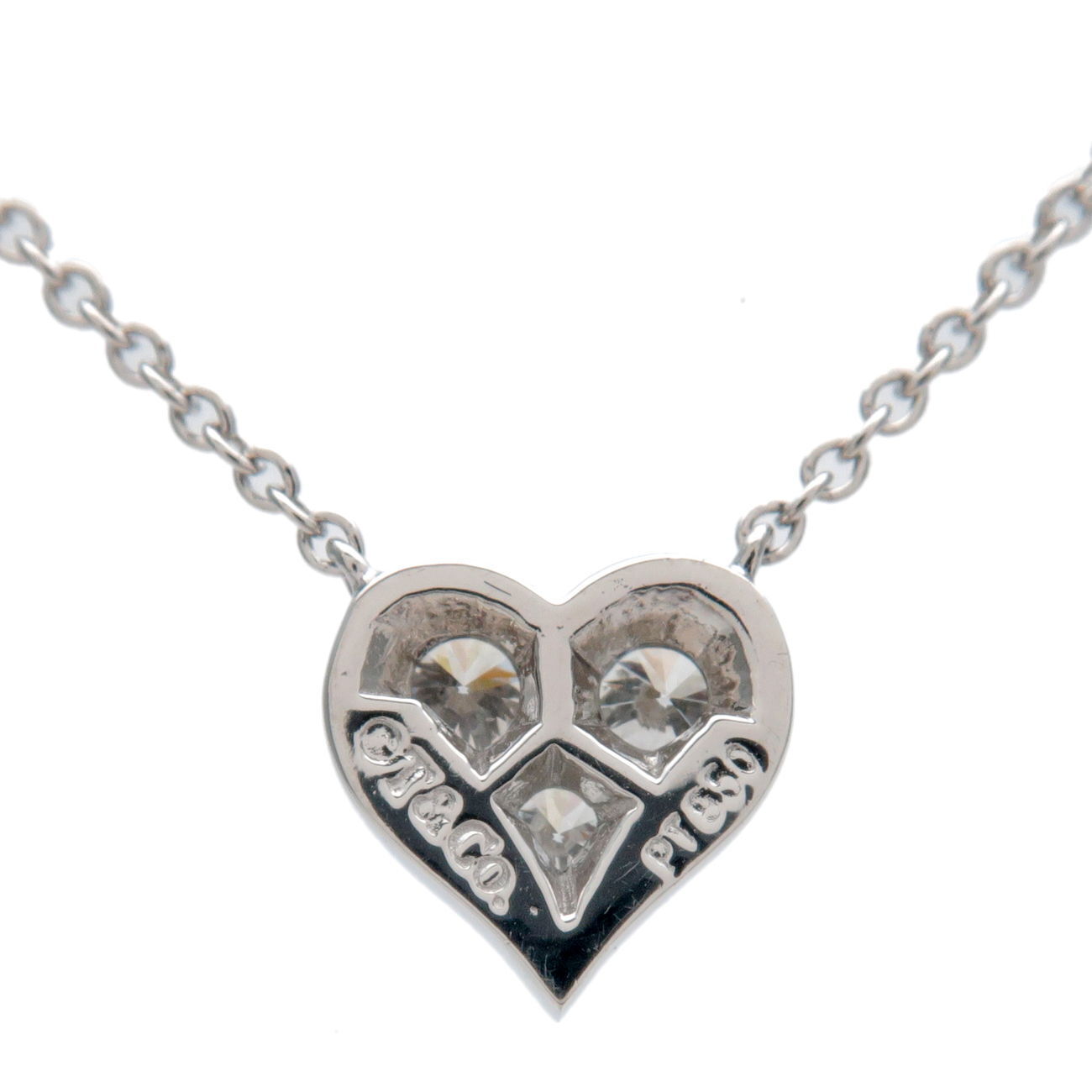 Auth TiffanyCo. Sentimental Heart 3P Diamond Necklace