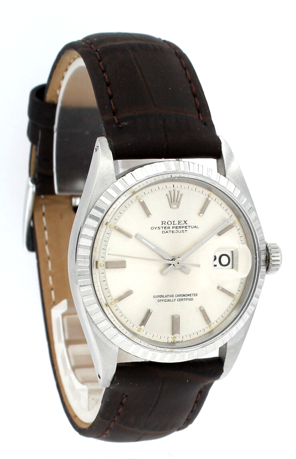 Mens Vintage ROLEX Oyster Perpetual Datejust 36mm Stainless Steel Silver Dial