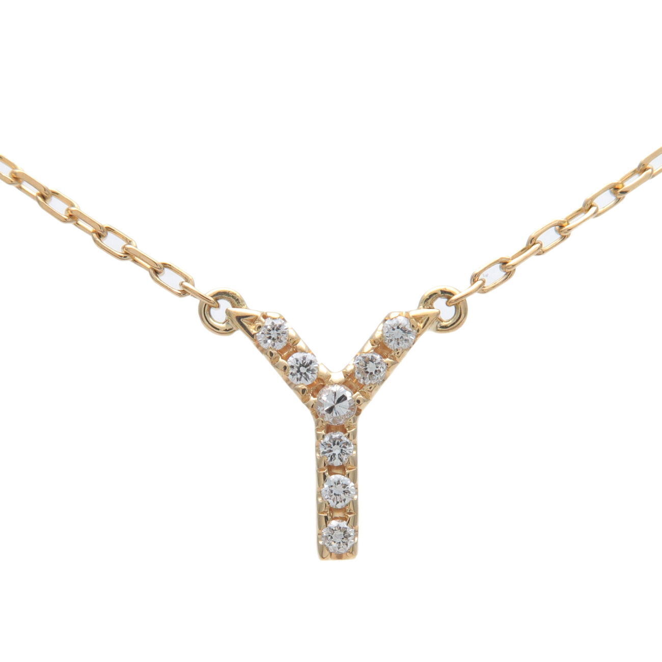 AHKAH Initial Y Diamond Necklace Yellow Gold