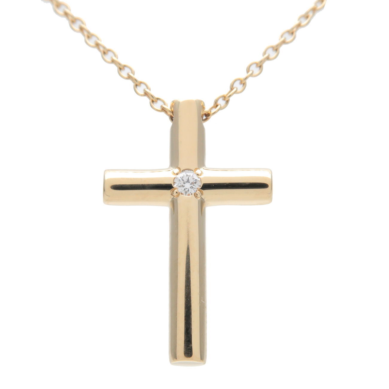 Authentic TiffanyCo. Cross 1P Diamond Necklace
