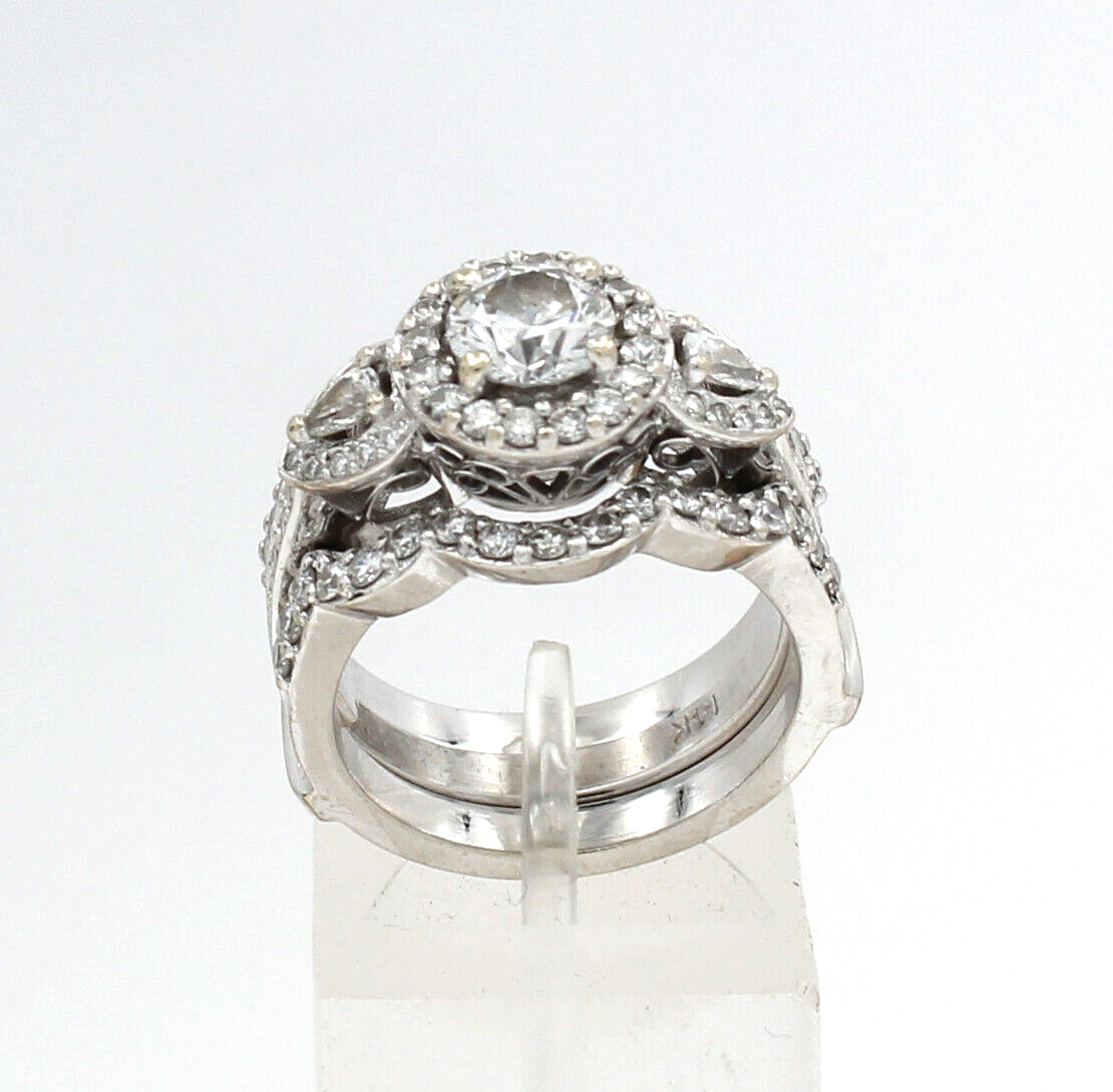 Fine Estate 14k White Gold  1.90ct  Diamond Ladies Ring
