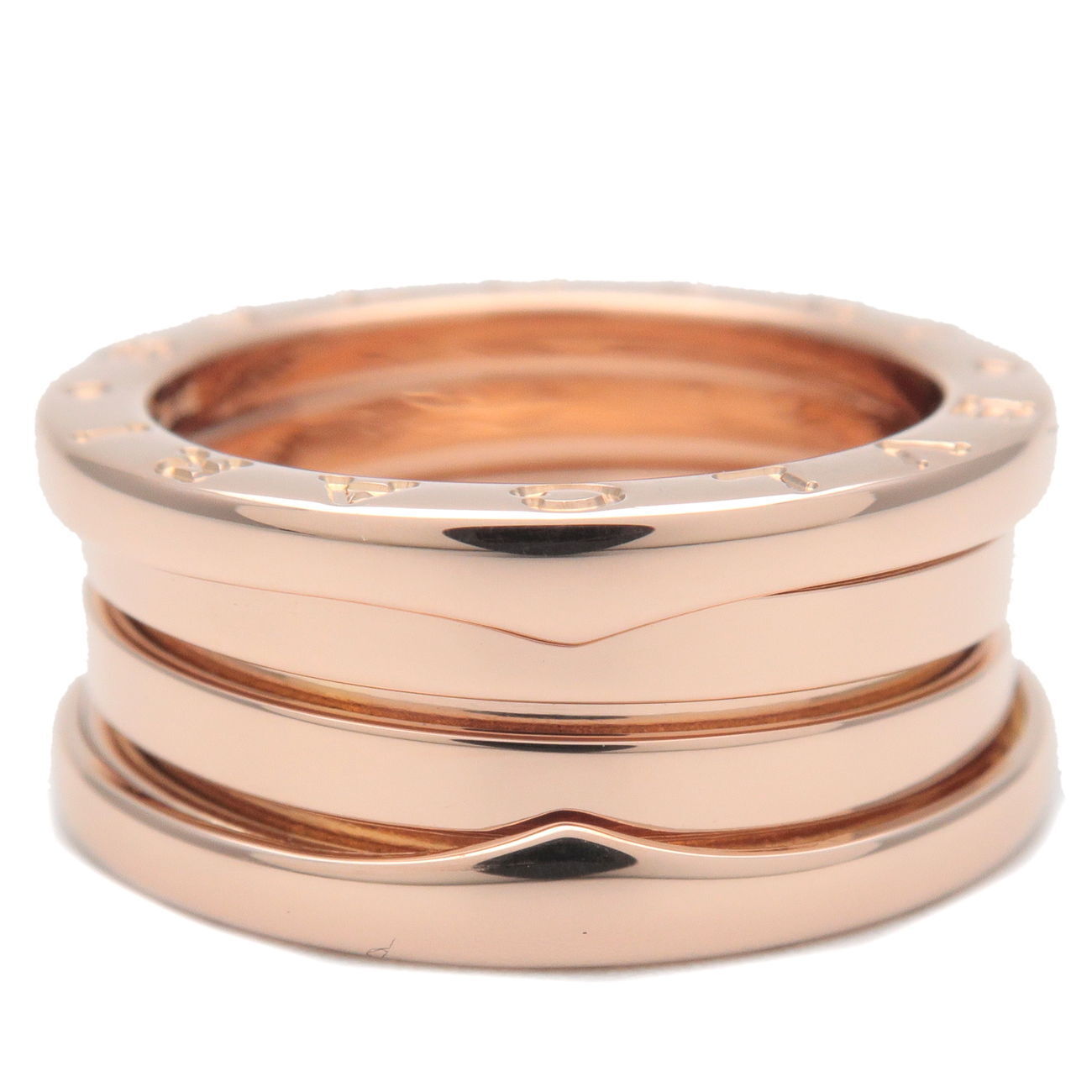 Authentic BVLGARI B-zero1 3 Band Ring K18 750 Rose Gold