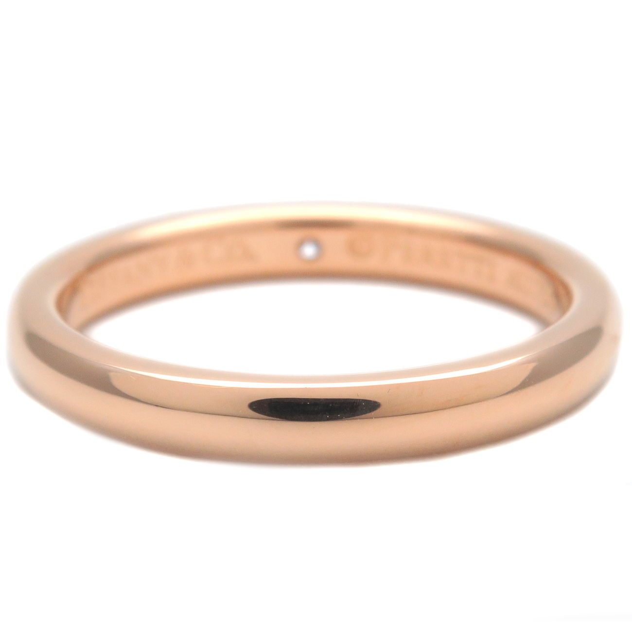 Auth TiffanyCo. Stacking Band Ring 1P Diamond