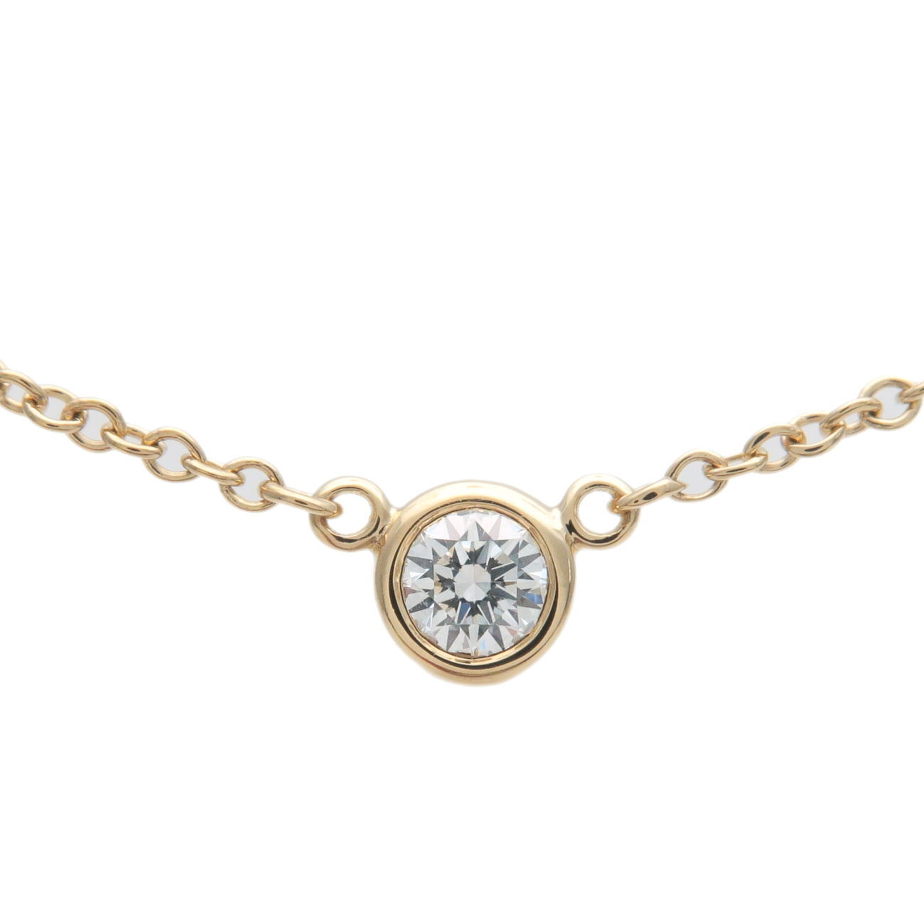 Tiffany  Co.By The Yard 1P Diamond Necklace 0.08ct K18 Yellow Gold