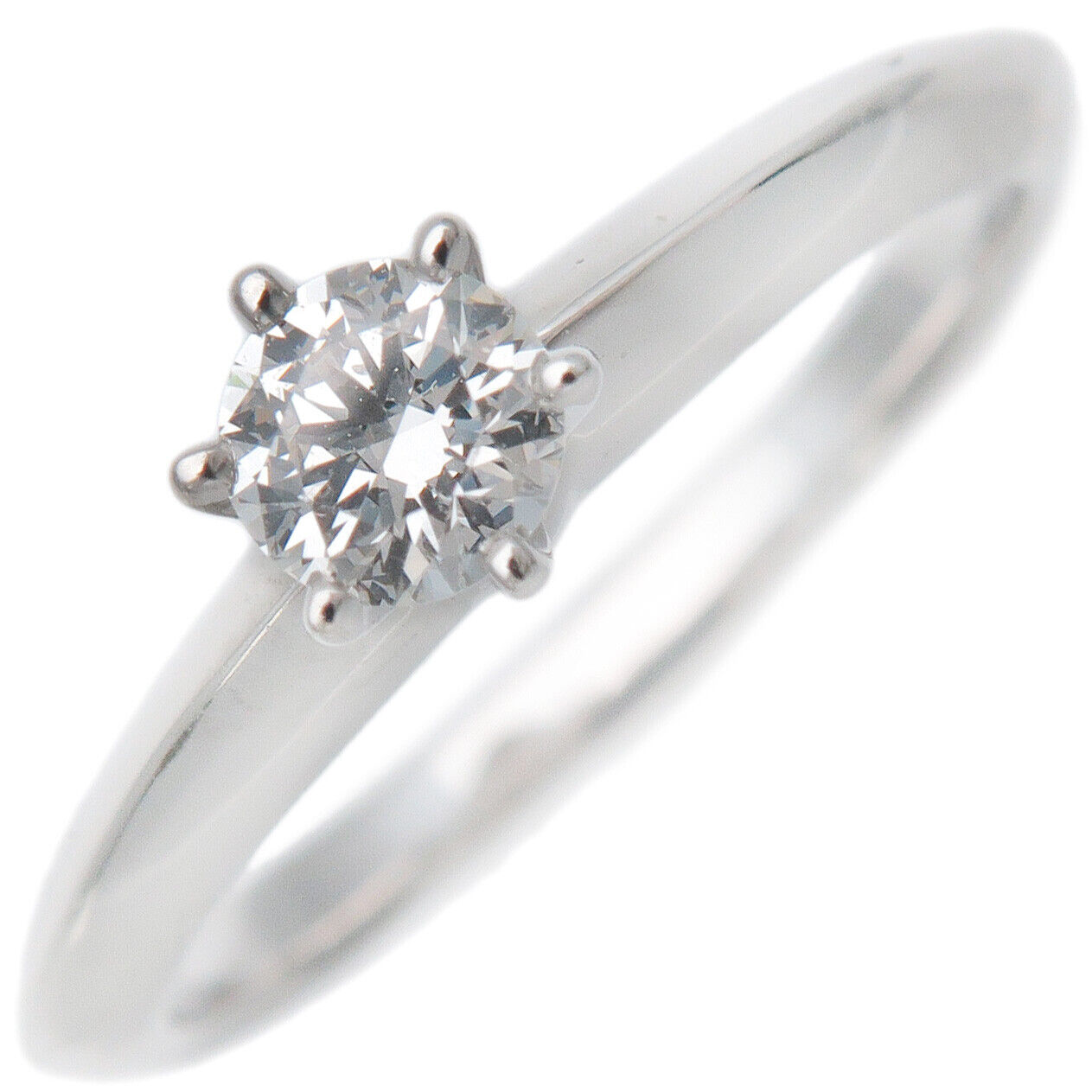 Authentic TiffanyCo. Solitaire Diamond Ring 0.19ct Platinum
