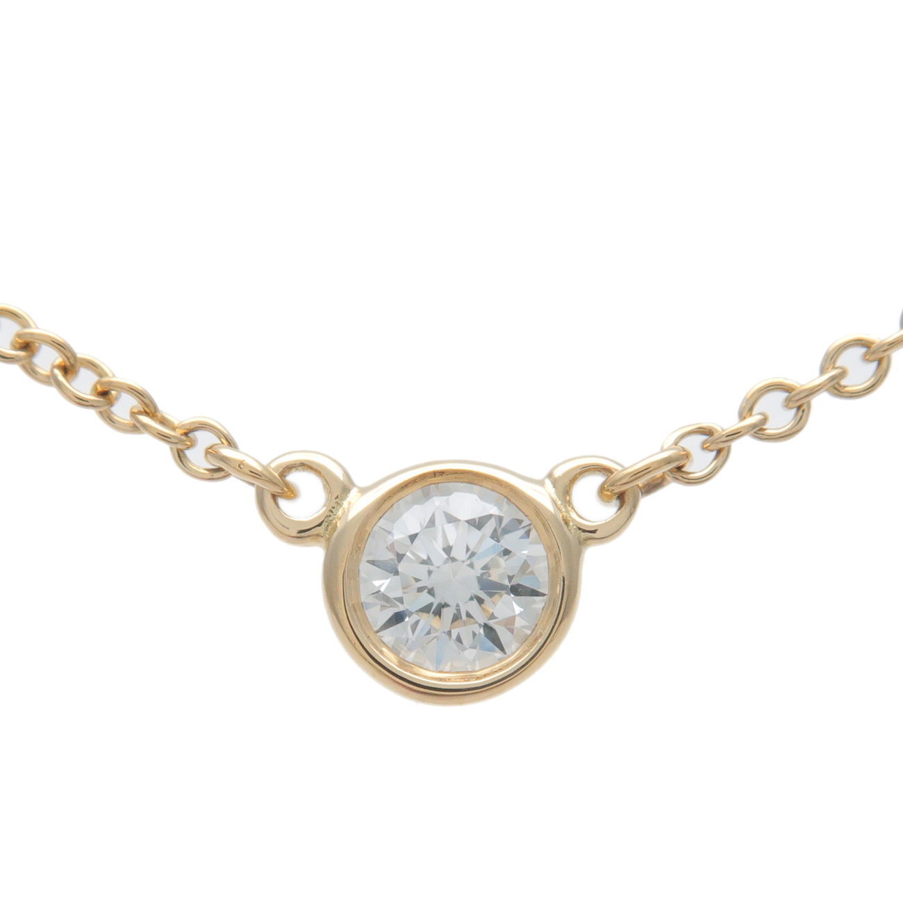 TiffanyCo. By the Yard 1P Diamond Necklace 0.14ct K18 Yellow Gold