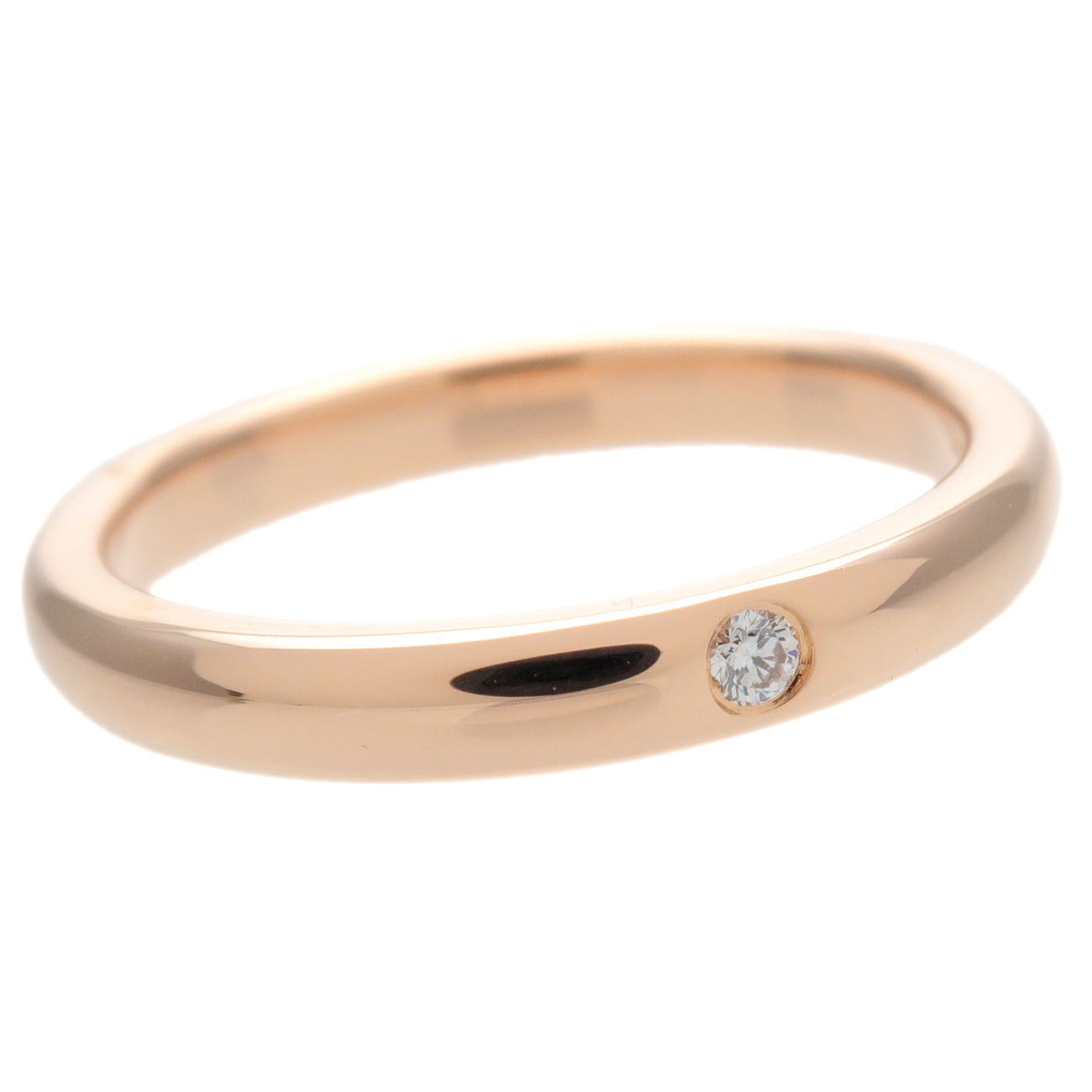 Tiffany  Co. Stacking Band Ring 1P Diamond K18PG Rose Gold