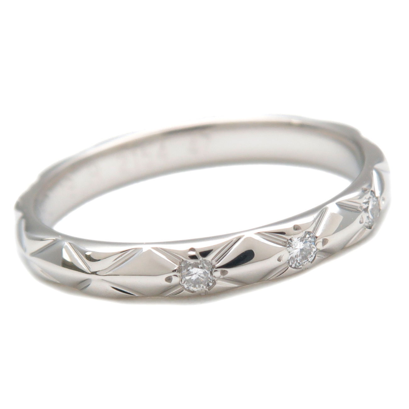 CHANEL Matelasse Ring 3P Diamond Small  Platinum