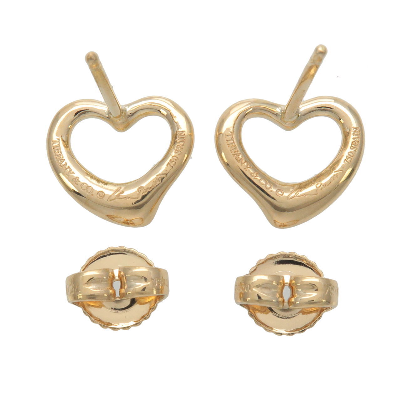 Tiffany & Co. Open Heart Earrings K18YG 750YG Yellow Gold