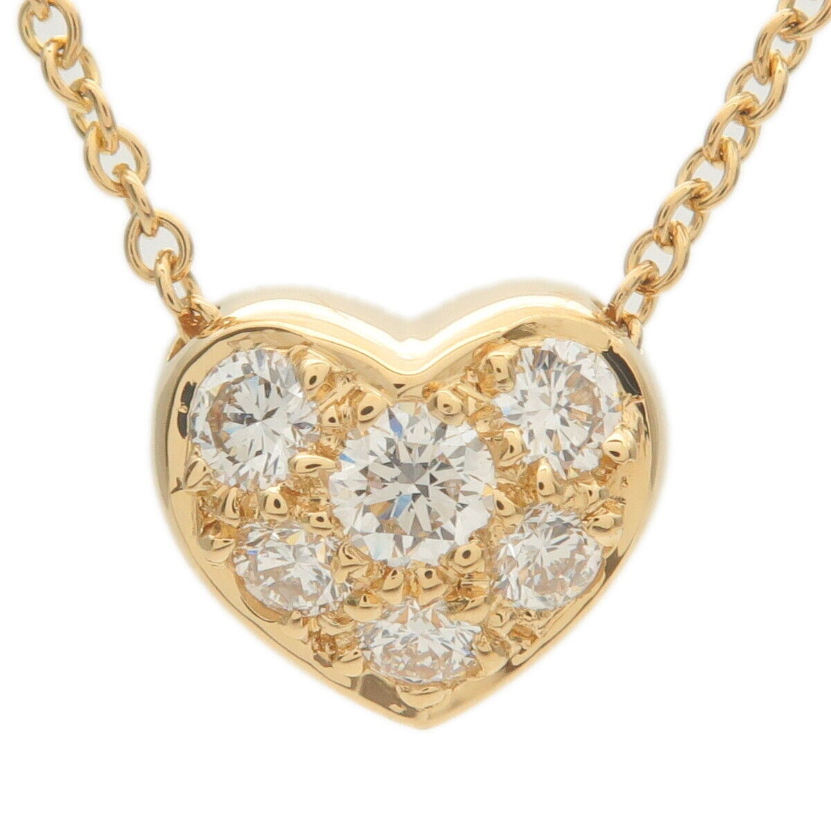 Tiffany  Co. Pave Heart 6P Diamond Necklace K18YG Yellow Gold
