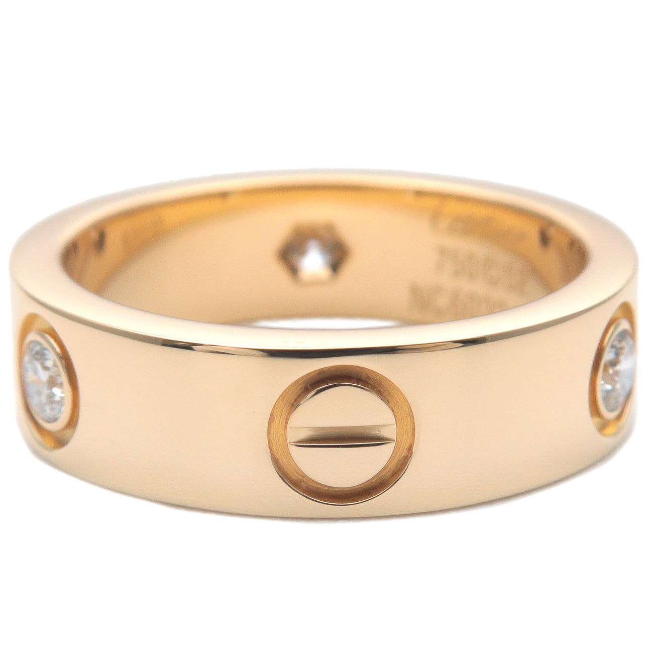 Auth Cartier Love Ring 3P Half Diamond Ring